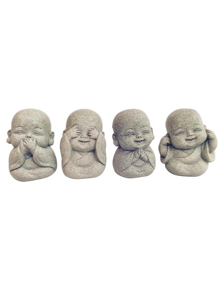 Juego de 4 Estatuas Mini Buda Risueño LWDUDE para Feng Shui