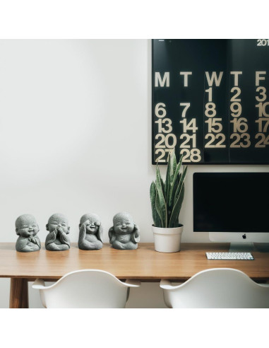 Juego de 4 Estatuas Mini Buda Risueño LWDUDE para Feng Shui