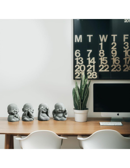 Juego de 4 Estatuas Mini Buda Risueño LWDUDE para Feng Shui