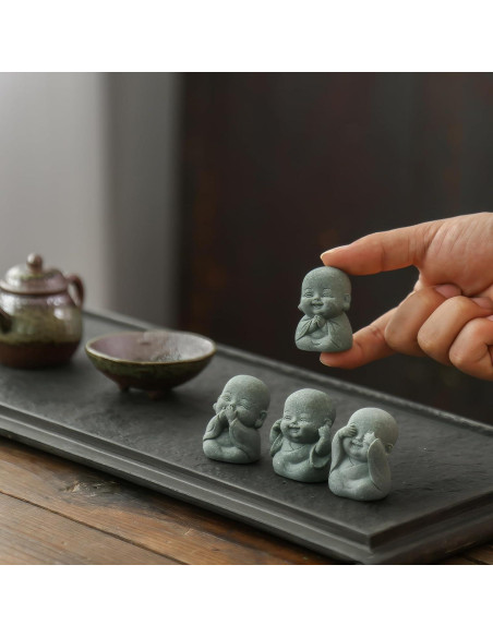 Juego de 4 Estatuas Mini Buda Risueño LWDUDE para Feng Shui