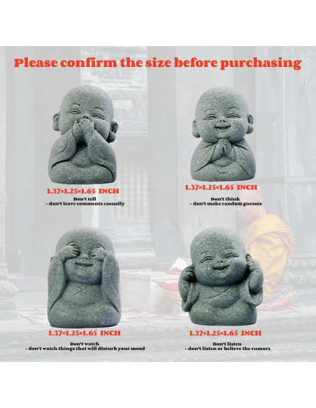Juego de 4 Estatuas Mini Buda Risueño LWDUDE para Feng Shui