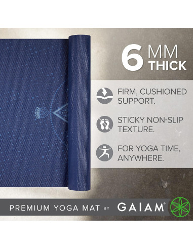 Esterilla de Yoga Gaiam Premium 6mm Antideslizante Azul