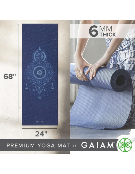 Esterilla de Yoga Gaiam Premium 6mm Antideslizante Azul