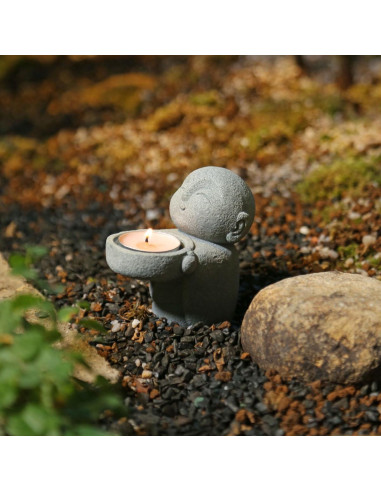 Estatua de Buda Monje Jizo HYFAN 9x8.8cm Arenisca Gris