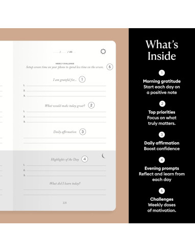 Diario de Gratitud Intelligent Change 6 Meses A5 Lino Original