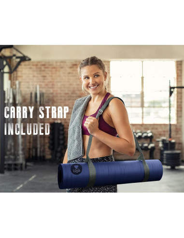 Mat de Yoga Antideslizante IUGA Azul Oscuro 193x66 cm Ecológica