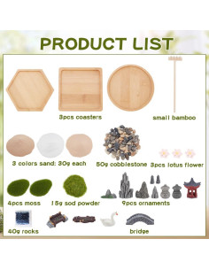 Kit de Jardín Zen WEBEEDY con Bandeja de Bambú y Accesorios 2