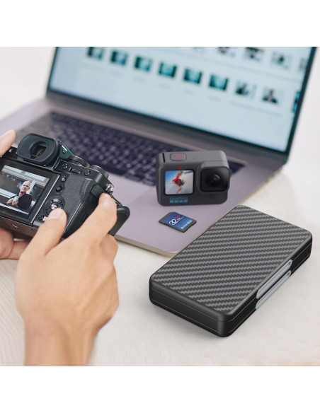 Estuche para Tarjetas SD HEIYING 40 Ranuras Negro Fibra de Carbono