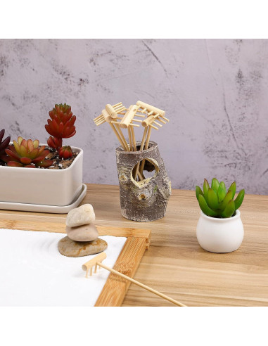 Set de Rastrillos de Jardín Zen HEALLILY - 8 Piezas de Bambú