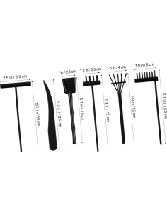 Mini Kit Jardín Zen STOBOK 6 Piezas Rastrillo Metal Plástico 2