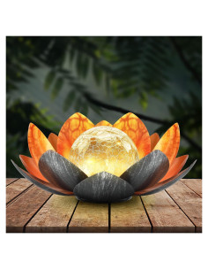 Luz Solar de Loto QZHP, Globo de Vidrio Craquelado IP44