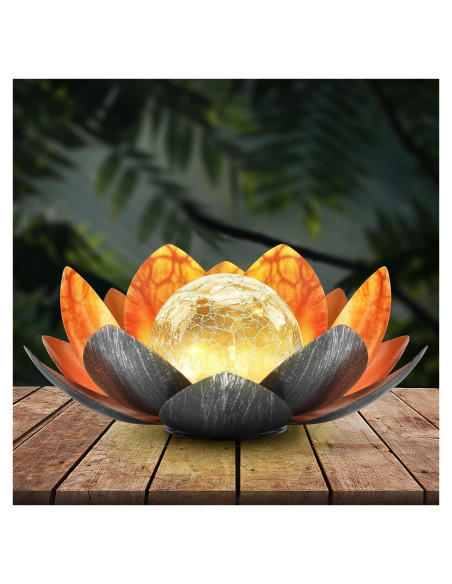 Luz Solar de Loto QZHP, Globo de Vidrio Craquelado IP44