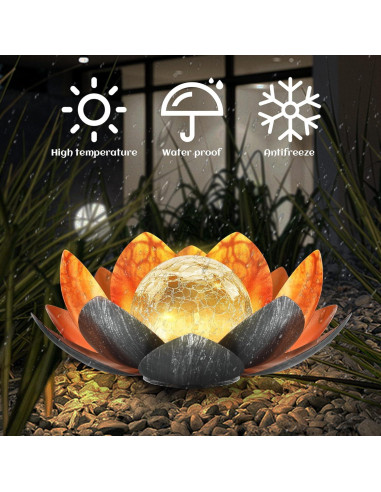 Luz Solar de Loto QZHP, Globo de Vidrio Craquelado IP44