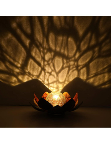 Luz Solar de Loto QZHP, Globo de Vidrio Craquelado IP44