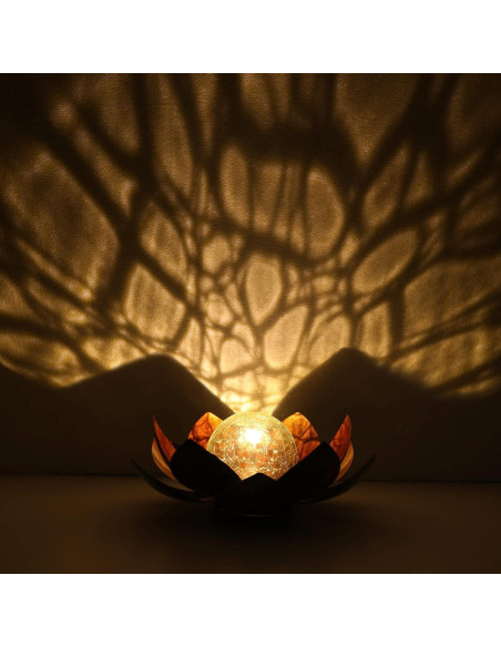 Luz Solar de Loto QZHP, Globo de Vidrio Craquelado IP44