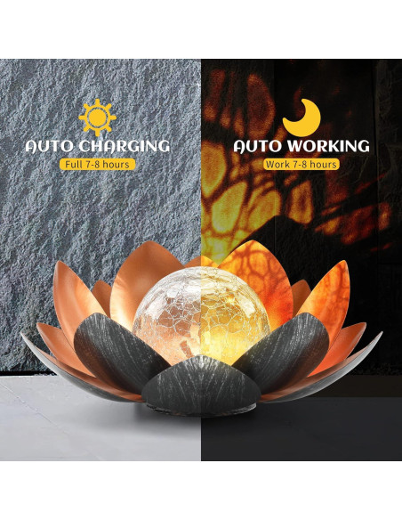 Luz Solar de Loto QZHP, Globo de Vidrio Craquelado IP44