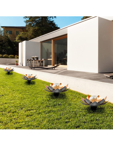 Luz Solar de Loto QZHP, Globo de Vidrio Craquelado IP44