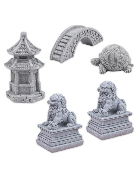 Set de Mini Figuras de Arenisca ZORZA Estilo Chino para Jardín