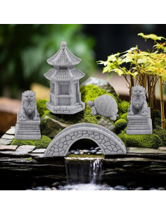 Set de Mini Figuras de Arenisca ZORZA Estilo Chino para Jardín 2