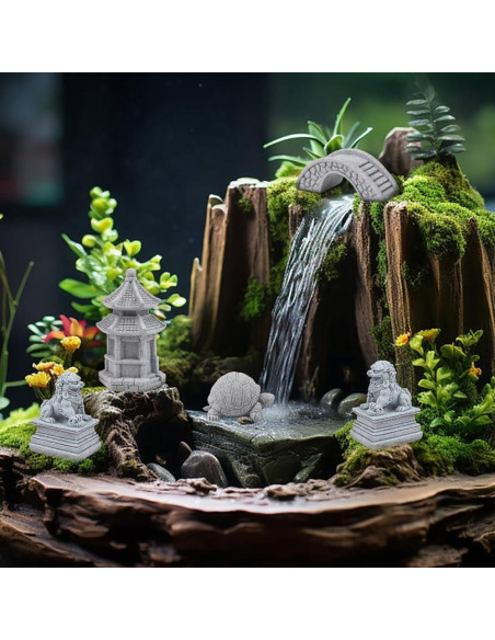 Set de Mini Figuras de Arenisca ZORZA Estilo Chino para Jardín