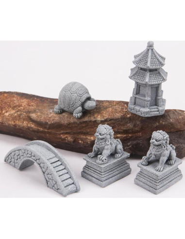Set de Mini Figuras de Arenisca ZORZA Estilo Chino para Jardín