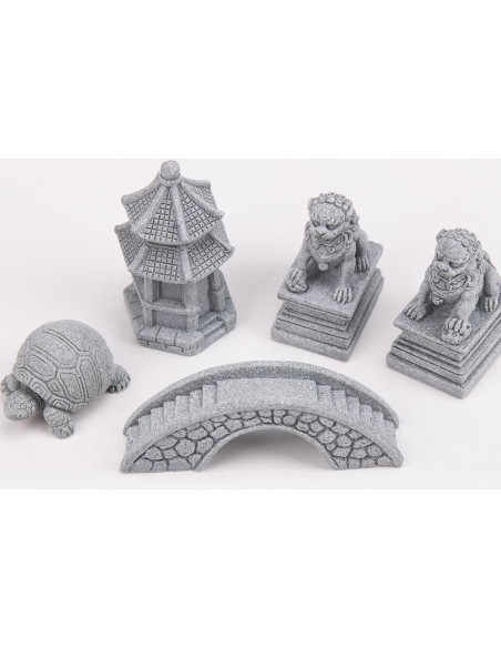 Set de Mini Figuras de Arenisca ZORZA Estilo Chino para Jardín