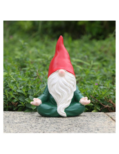 Estatua de Gnomo de Jardín Meditador JARPSIRY 11.5 cm Resina
