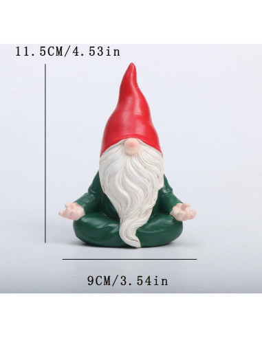 Estatua de Gnomo de Jardín Meditador JARPSIRY 11.5 cm Resina