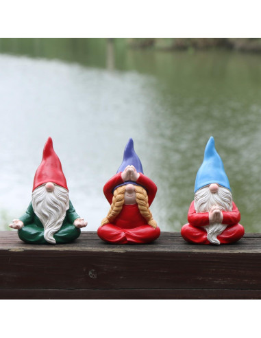 Estatua de Gnomo de Jardín Meditador JARPSIRY 11.5 cm Resina