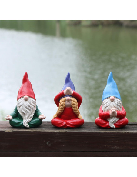 Estatua de Gnomo de Jardín Meditador JARPSIRY 11.5 cm Resina