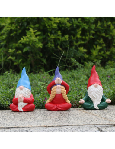 Estatua de Gnomo de Jardín Meditador JARPSIRY 11.5 cm Resina