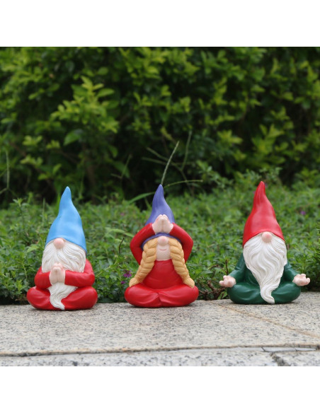 Estatua de Gnomo de Jardín Meditador JARPSIRY 11.5 cm Resina