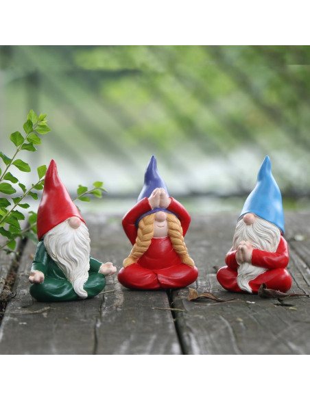Estatua de Gnomo de Jardín Meditador JARPSIRY 11.5 cm Resina