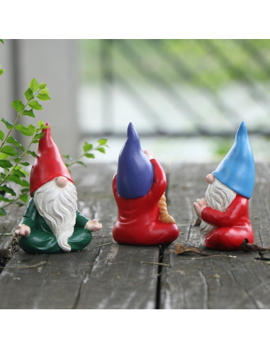 Estatua de Gnomo de Jardín Meditador JARPSIRY 11.5 cm Resina