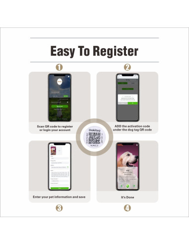 Etiqueta de Identificación para Mascotas Dokitag QR Pequeña Negra