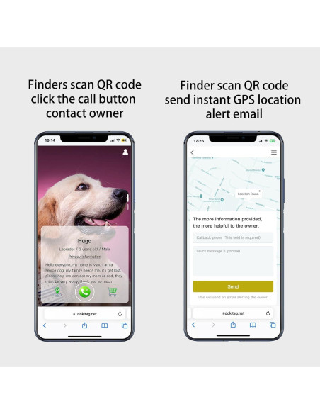 Etiqueta de Identificación para Mascotas Dokitag QR Pequeña Negra