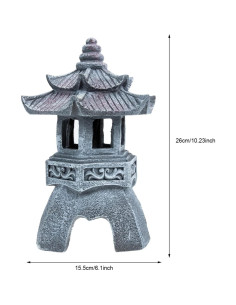 Estatua de Jardín Solar GANAZONO Pagoda de Resina Gris 26cm 2
