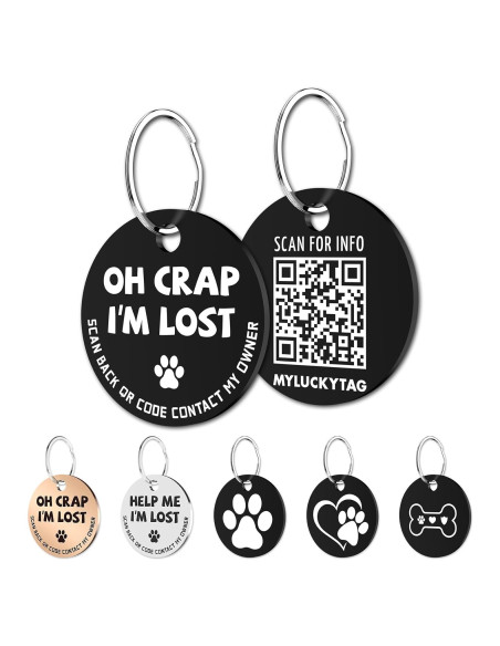 Etiqueta de Identificación para Perros MYLUCKYTAG QR Acero Inoxidable