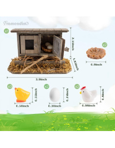 Mini Coop de Pollo Framendino - 10 Piezas Decoración Jardín 2