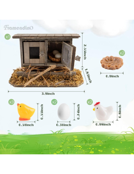 Mini Coop de Pollo Framendino - 10 Piezas Decoración Jardín