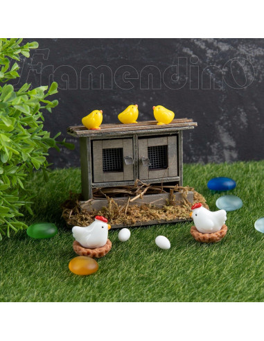 Mini Coop de Pollo Framendino - 10 Piezas Decoración Jardín