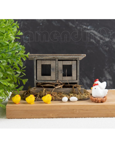 Mini Coop de Pollo Framendino - 10 Piezas Decoración Jardín
