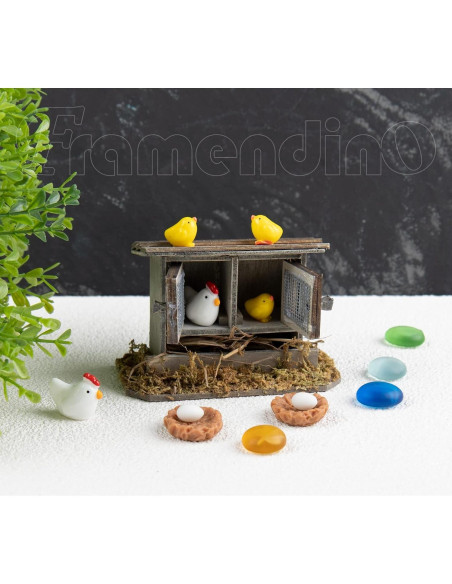 Mini Coop de Pollo Framendino - 10 Piezas Decoración Jardín