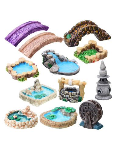 12 Accesorios de Jardín Miniatura Jetec - Estilo Clásico