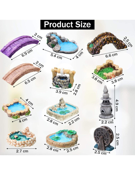 12 Accesorios de Jardín Miniatura Jetec - Estilo Clásico