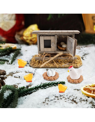 Mini Coop de Pollo Framendino - 10 Piezas Decoración Jardín