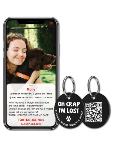 Etiqueta de Identificación para Perros MYLUCKYTAG QR Acero Inoxidable
