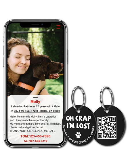 Etiqueta de Identificación para Perros MYLUCKYTAG QR Acero Inoxidable