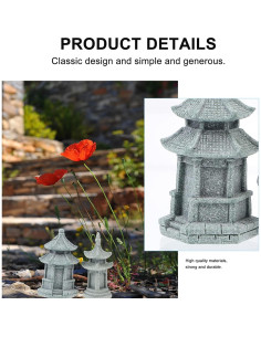 Estatuas de Jardín Pagoda DOITOOL 3pcs - Decoración Zen Mini 2