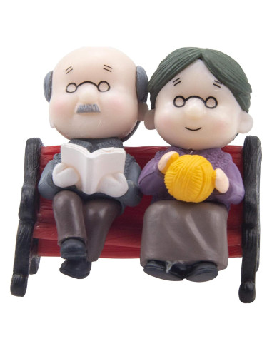 Mini Banco de Parque ODDIER Abuelo y Abuela Decoración Jardín